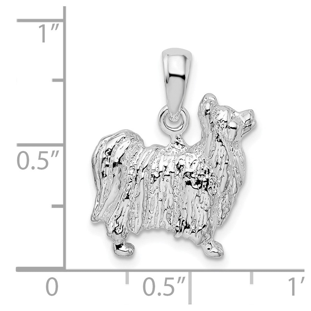 Sterlingsilber De-ani Rhodiniert Strukturiert 3d Papillon Hund Anhänger
