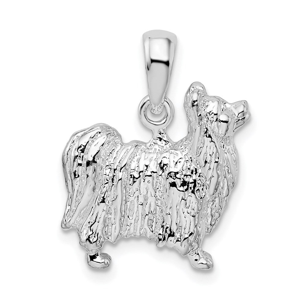 Sterlingsilber De-ani Rhodiniert Strukturiert 3d Papillon Hund Anhänger