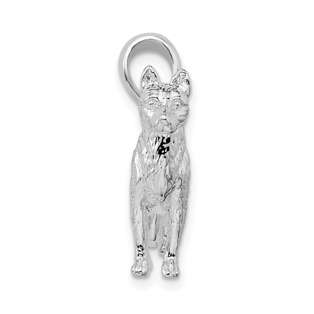 Sterlingsilber De-ani Rhodiniert Strukturiert 3d German Hirte Anhänger