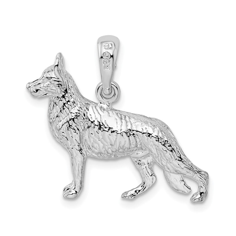 Sterlingsilber De-ani Rhodiniert Strukturiert 3d German Hirte Anhänger