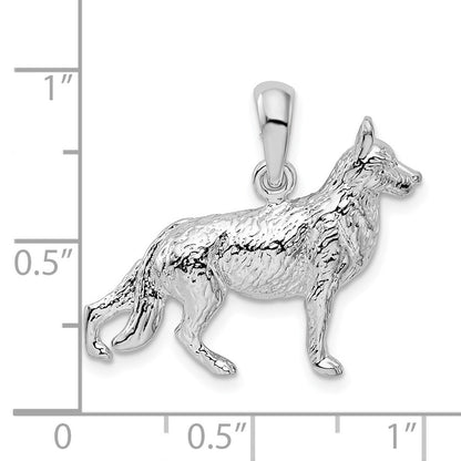 Sterlingsilber De-ani Rhodiniert Strukturiert 3d German Hirte Anhänger