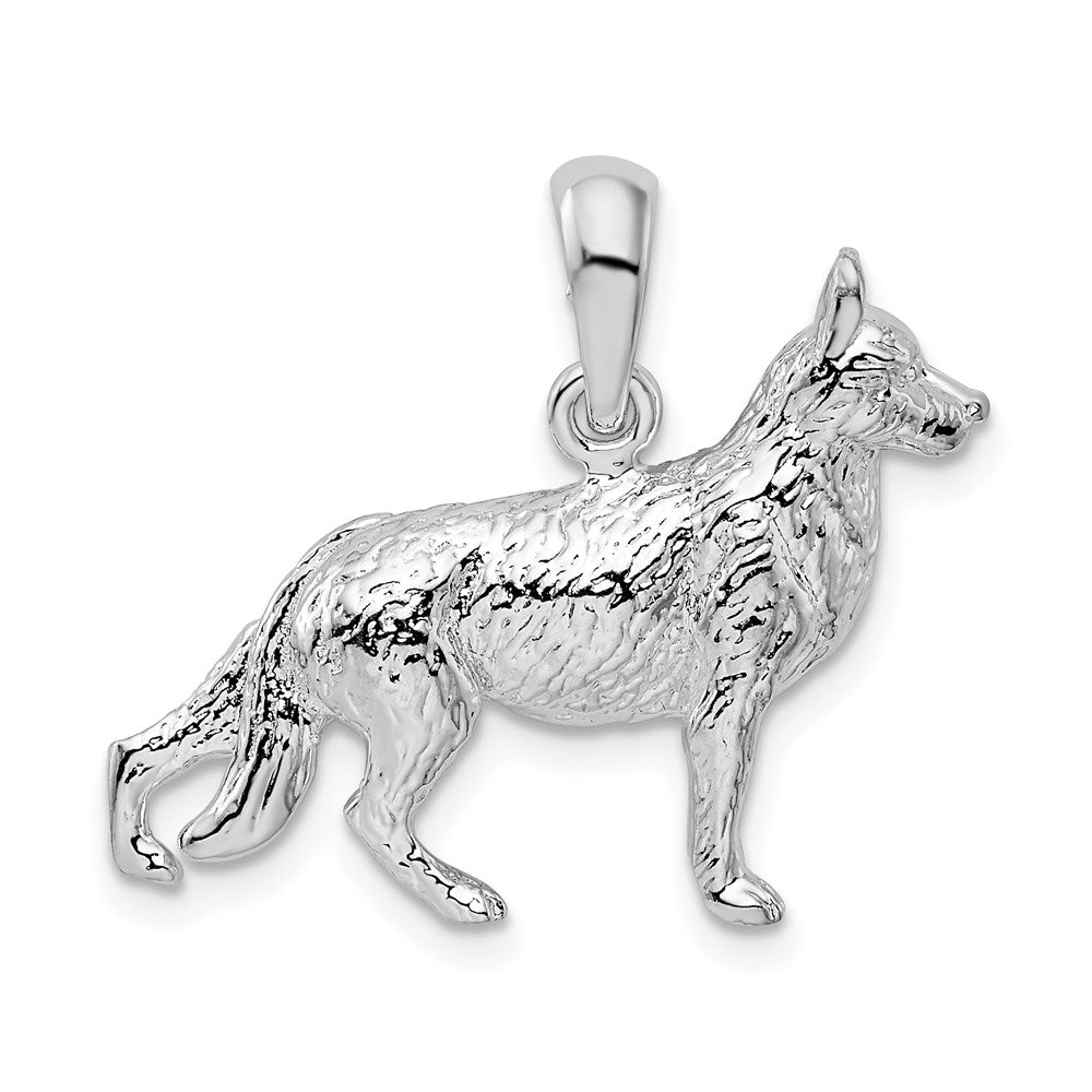 Sterlingsilber De-ani Rhodiniert Strukturiert 3d German Hirte Anhänger