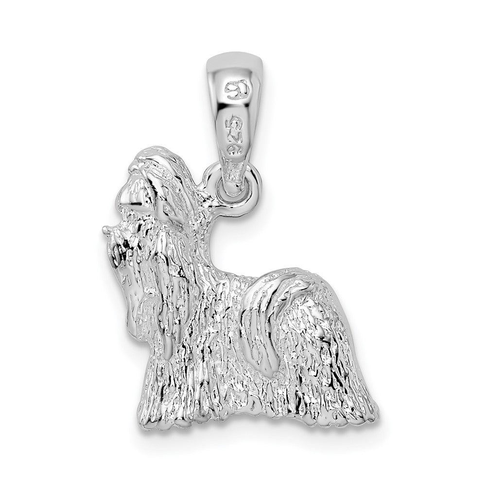 Sterlingsilber De-ani Rhodiniert Strukturiert 3d Shih Tzu Hund Anhänger