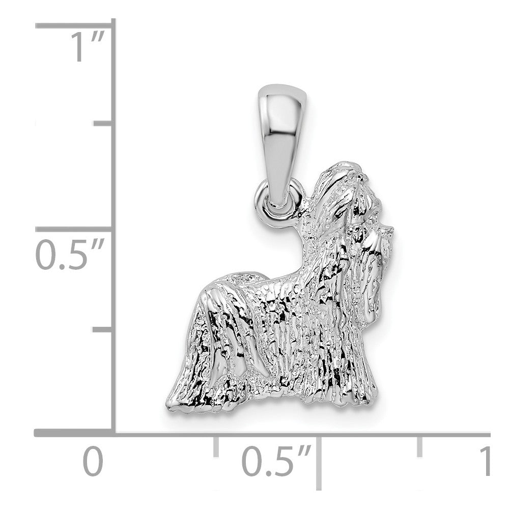 Sterlingsilber De-ani Rhodiniert Strukturiert 3d Shih Tzu Hund Anhänger