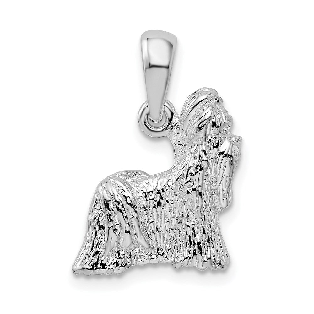 Sterlingsilber De-ani Rhodiniert Strukturiert 3d Shih Tzu Hund Anhänger