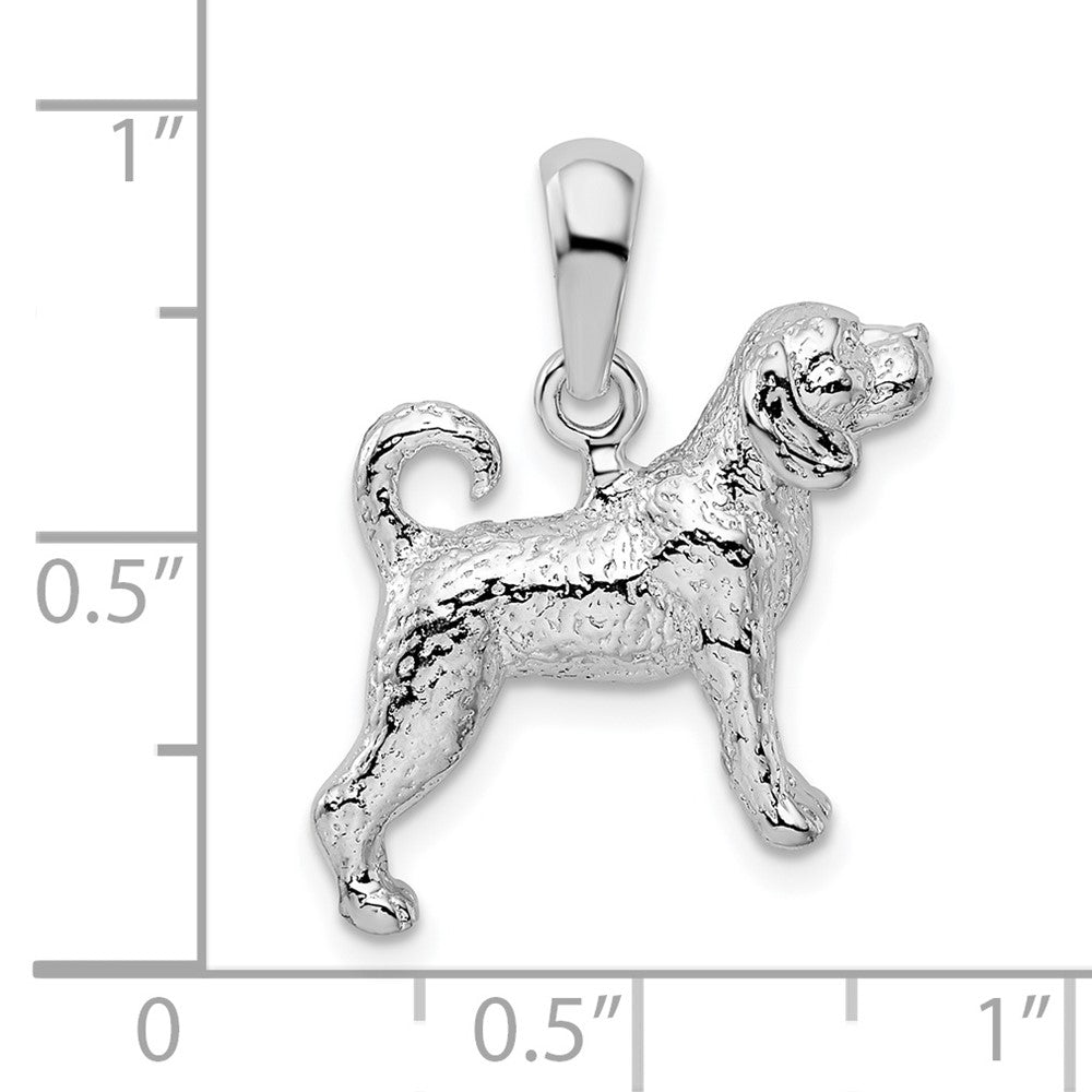 Sterlingsilber De-ani Rhodiniert Strukturiert 3d Beagle Anhänger