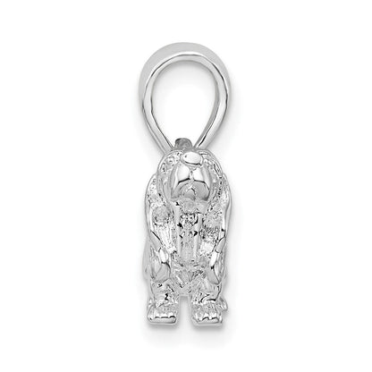 Sterlingsilber De-ani Rhodiniert Strukturiert 3d Basset Hound Anhänger
