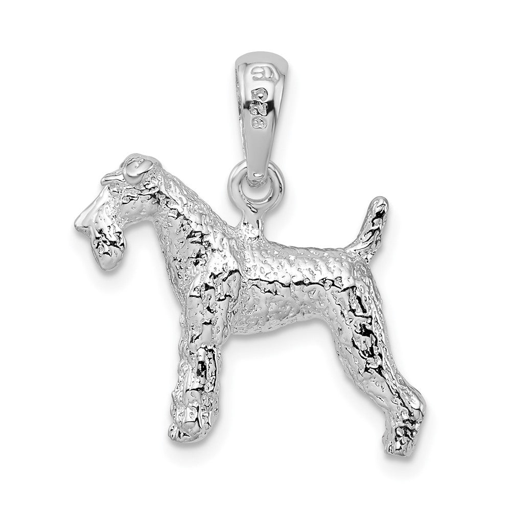 Sterlingsilber De-ani Rhodiniert Strukturiert 3d Draht Fuchs Terrier Anhänger