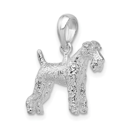 Sterlingsilber De-ani Rhodiniert Strukturiert 3d Draht Fuchs Terrier Anhänger
