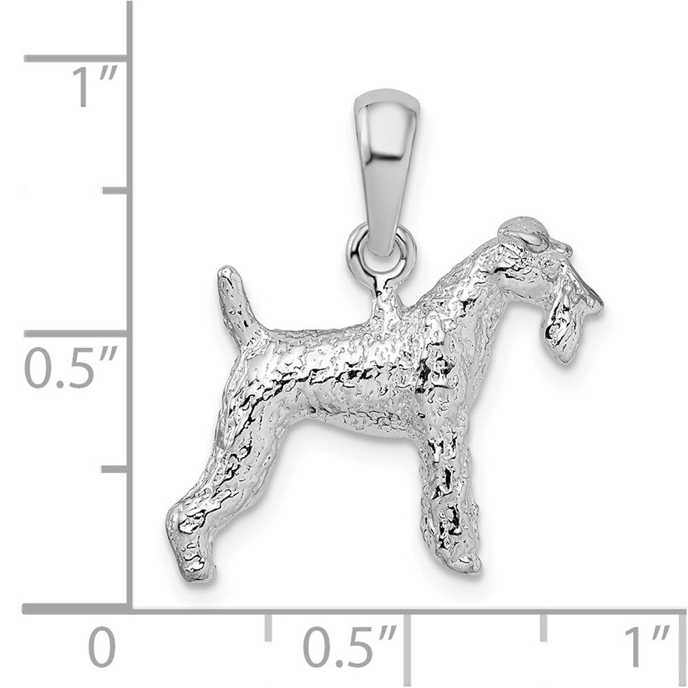 Sterlingsilber De-ani Rhodiniert Strukturiert 3d Draht Fuchs Terrier Anhänger