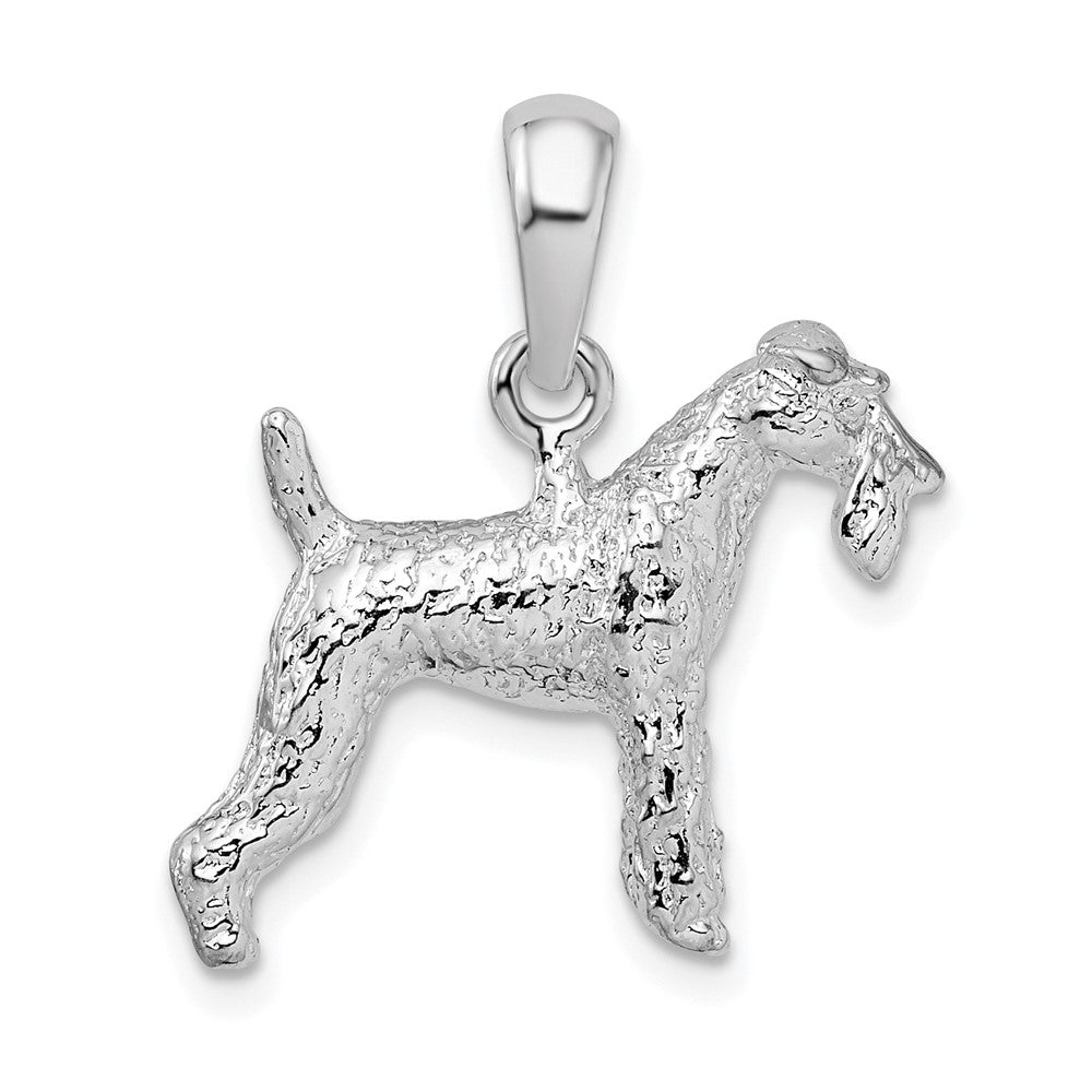 Sterlingsilber De-ani Rhodiniert Strukturiert 3d Draht Fuchs Terrier Anhänger