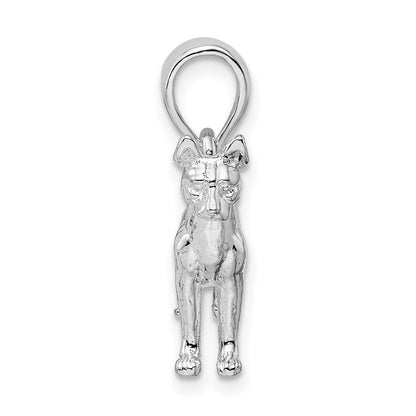 Sterlingsilber De-ani Rhodiniert Strukturiert 3d Basenji Hund Anhänger