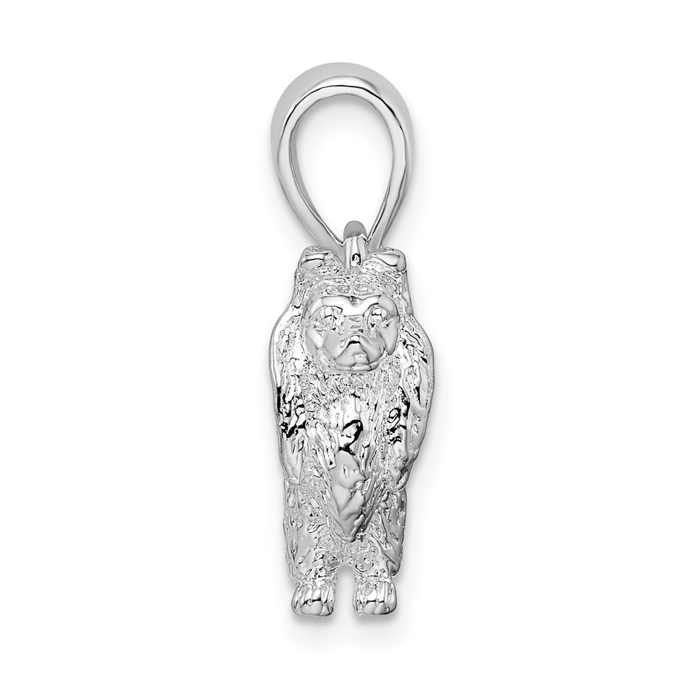 Sterlingsilber De-ani Rhodiniert Strukturiert 3d Shetland Sheepdog Anhänger