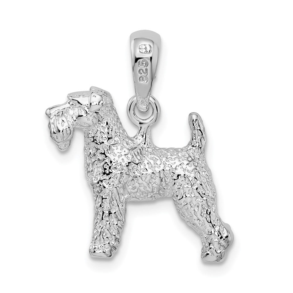 Sterlingsilber De-ani Rhodiniert Strukturiert 3d Welsh Terrier Anhänger