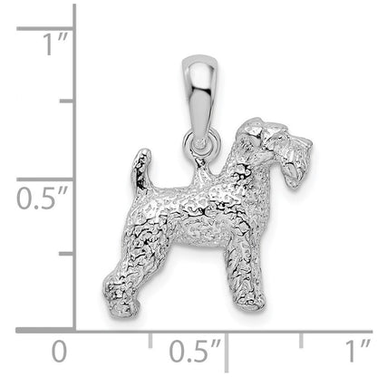 Sterlingsilber De-ani Rhodiniert Strukturiert 3d Welsh Terrier Anhänger