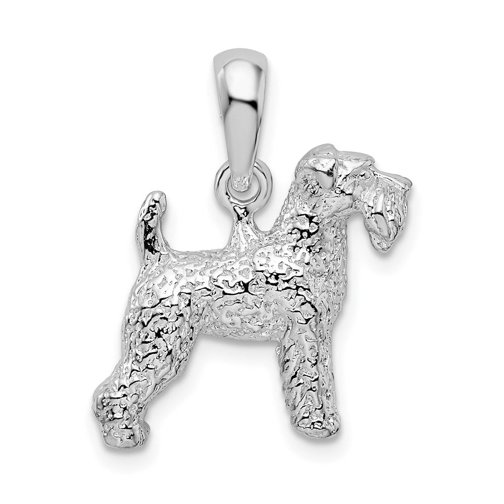 Sterlingsilber De-ani Rhodiniert Strukturiert 3d Welsh Terrier Anhänger