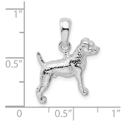 Sterlingsilber De-ani Rhodiniert Strukturiert 3d Jack Russell Terrier Anhänger