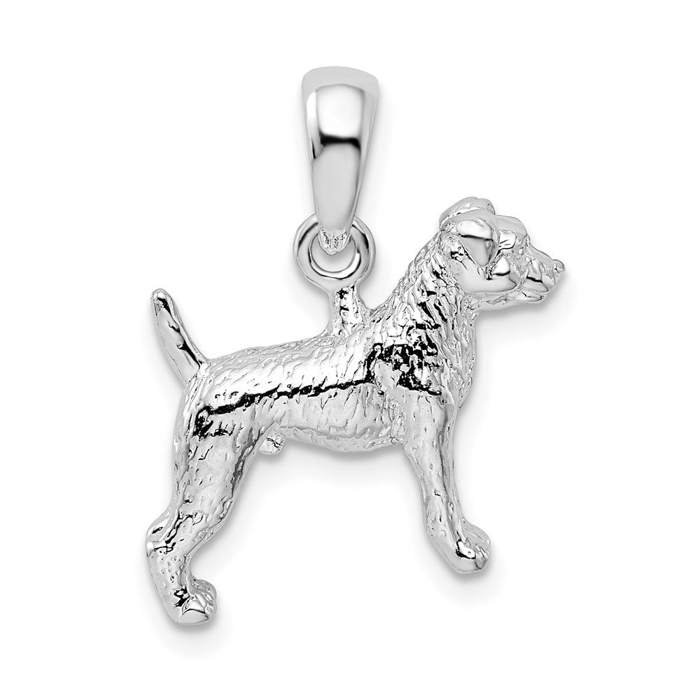 Sterlingsilber De-ani Rhodiniert Strukturiert 3d Jack Russell Terrier Anhänger