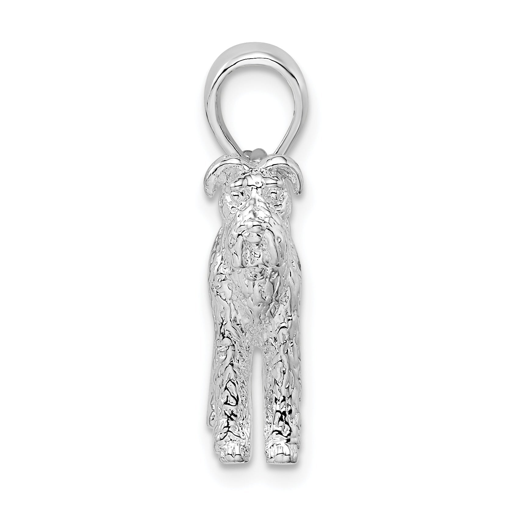 Sterlingsilber De-ani Rhodiniert Strukturiert 3d Airedale Terrier Anhänger