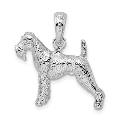 Sterlingsilber De-ani Rhodiniert Strukturiert 3d Airedale Terrier Anhänger