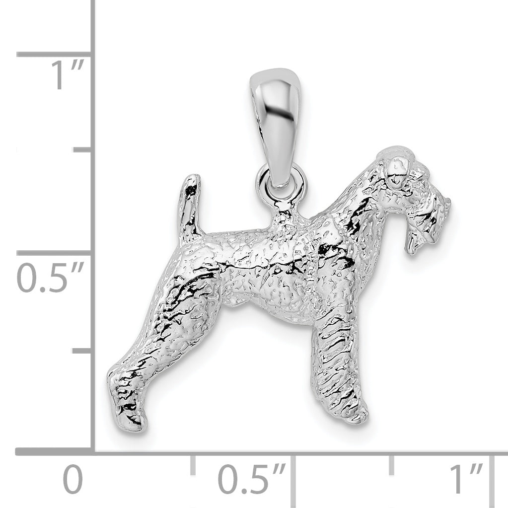 Sterlingsilber De-ani Rhodiniert Strukturiert 3d Airedale Terrier Anhänger