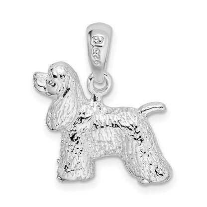 Sterlingsilber De-ani Rhodiniert Strukturiert 3d Cocker Spaniel Anhänger
