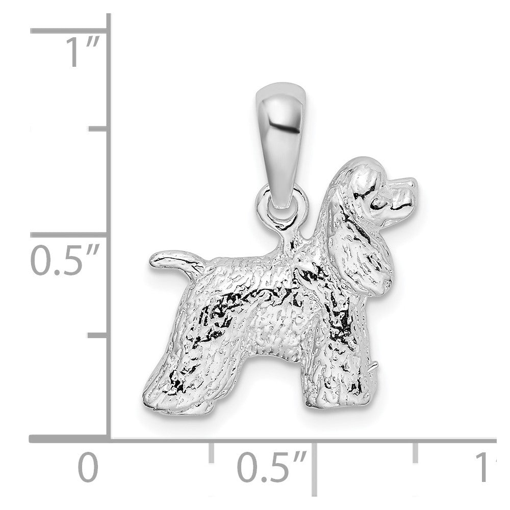 Sterlingsilber De-ani Rhodiniert Strukturiert 3d Cocker Spaniel Anhänger