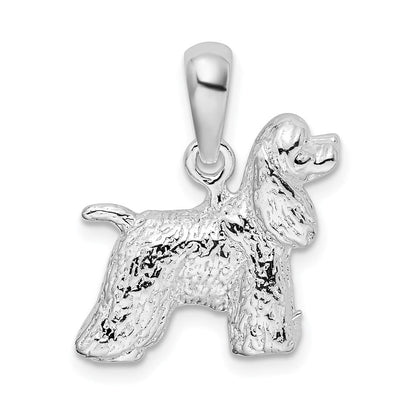 Sterlingsilber De-ani Rhodiniert Strukturiert 3d Cocker Spaniel Anhänger