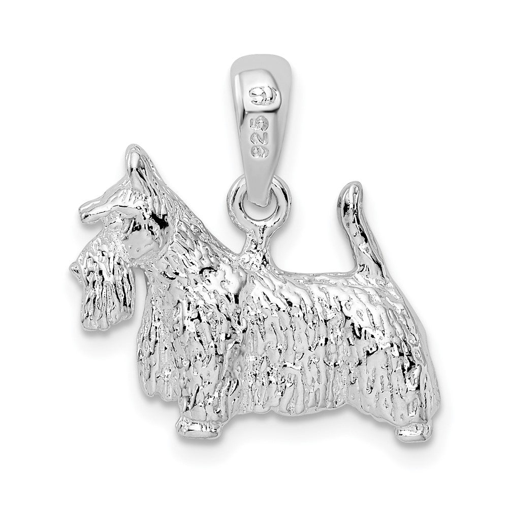 Sterlingsilber De-ani Rhodiniert Strukturiert 3d Scottish Terrier Anhänger