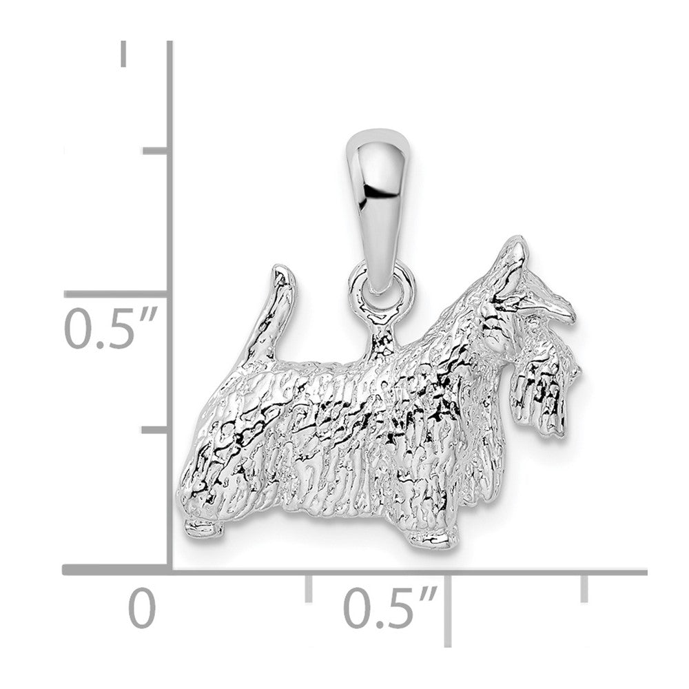 Sterlingsilber De-ani Rhodiniert Strukturiert 3d Scottish Terrier Anhänger
