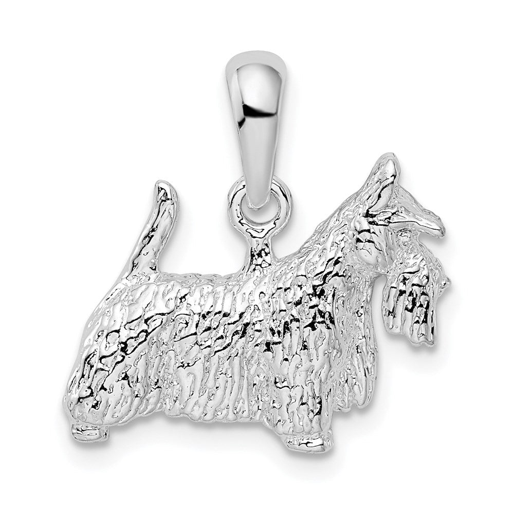 Sterlingsilber De-ani Rhodiniert Strukturiert 3d Scottish Terrier Anhänger