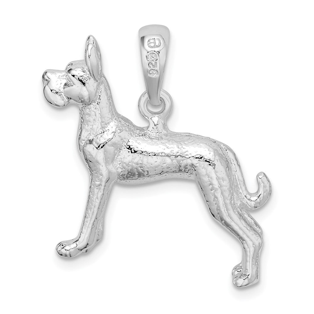 Sterlingsilber De-ani Rhodiniert Strukturiert 3d Great Dane Anhänger