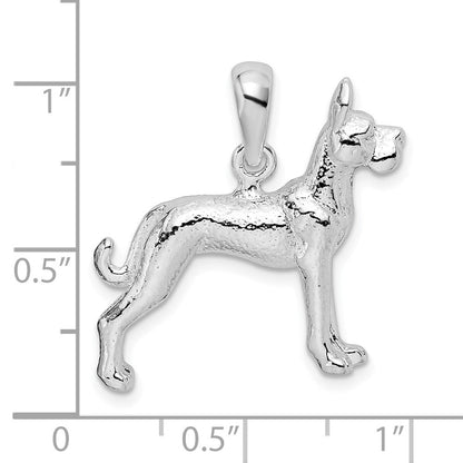 Sterlingsilber De-ani Rhodiniert Strukturiert 3d Great Dane Anhänger
