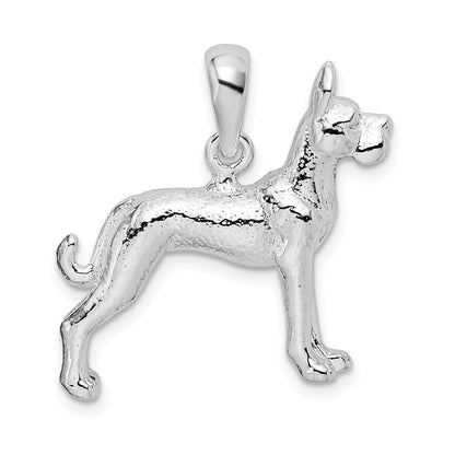 Sterlingsilber De-ani Rhodiniert Strukturiert 3d Great Dane Anhänger