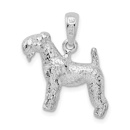 Sterlingsilber De-ani Rhodiniert Strukturiert 3d Kerry Blau Terrier Anhänger