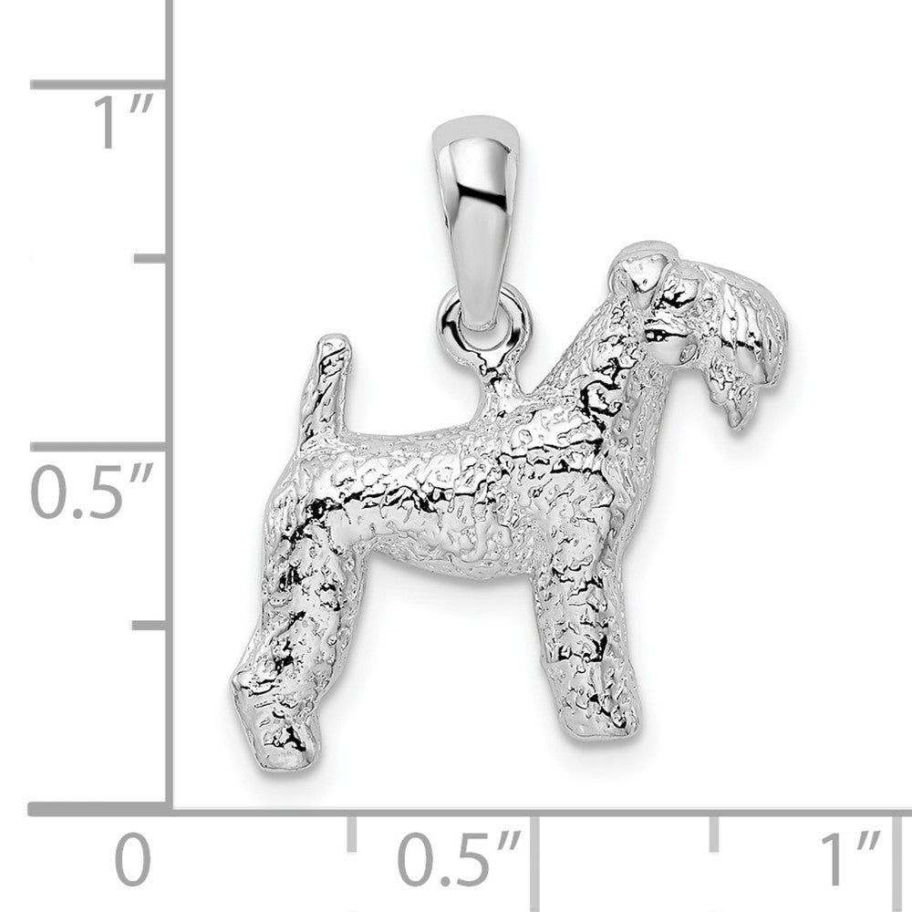 Sterlingsilber De-ani Rhodiniert Strukturiert 3d Kerry Blau Terrier Anhänger