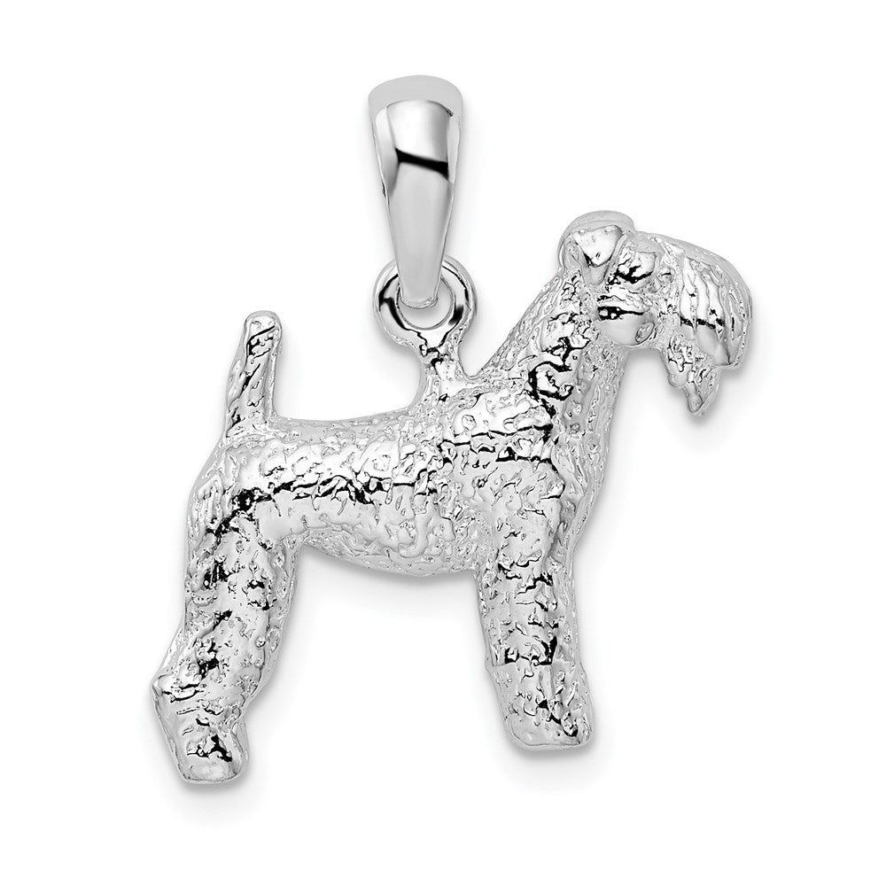 Sterlingsilber De-ani Rhodiniert Strukturiert 3d Kerry Blau Terrier Anhänger