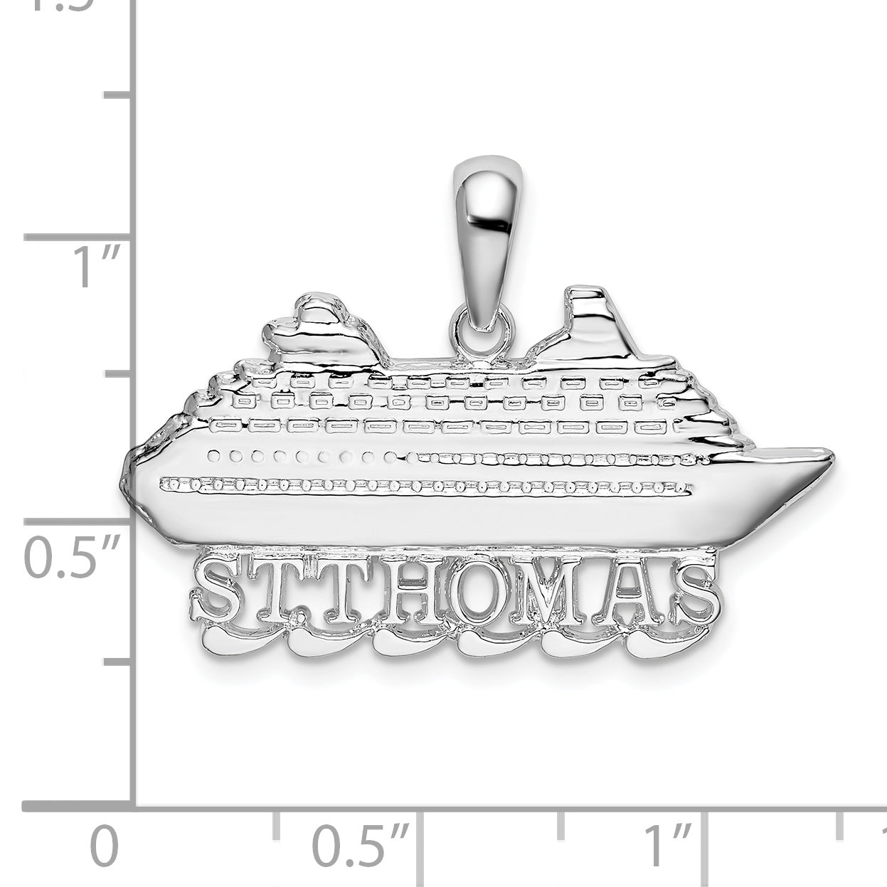 Sterlingsilber De-ani Rhodiniert Poliert St. Thomas Cruise Ship Anhänger