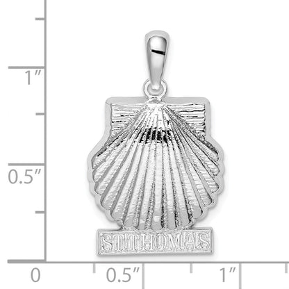 Sterlingsilber De-ani Rhodiniert Poliert St. Thomas Muschel Anhänger