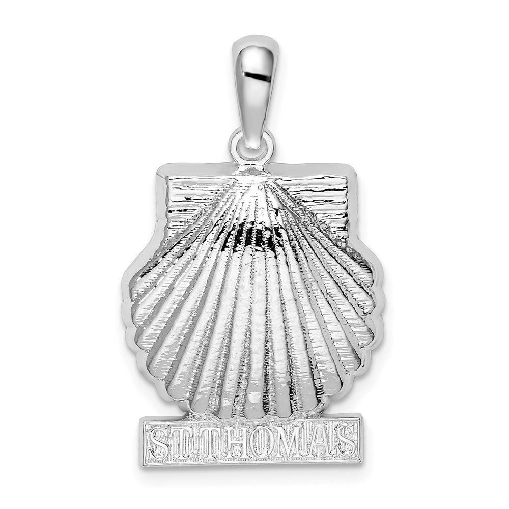 Sterlingsilber De-ani Rhodiniert Poliert St. Thomas Muschel Anhänger