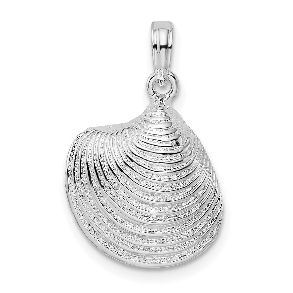 Sterlingsilber De-ani Rhodiniert Poliert 3d Clam Muschel Anhänger