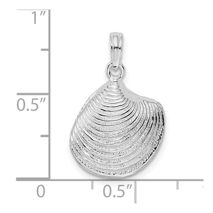 Sterlingsilber De-ani Rhodiniert Poliert 3d Clam Muschel Anhänger