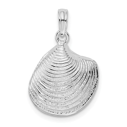 Sterlingsilber De-ani Rhodiniert Poliert 3d Clam Muschel Anhänger