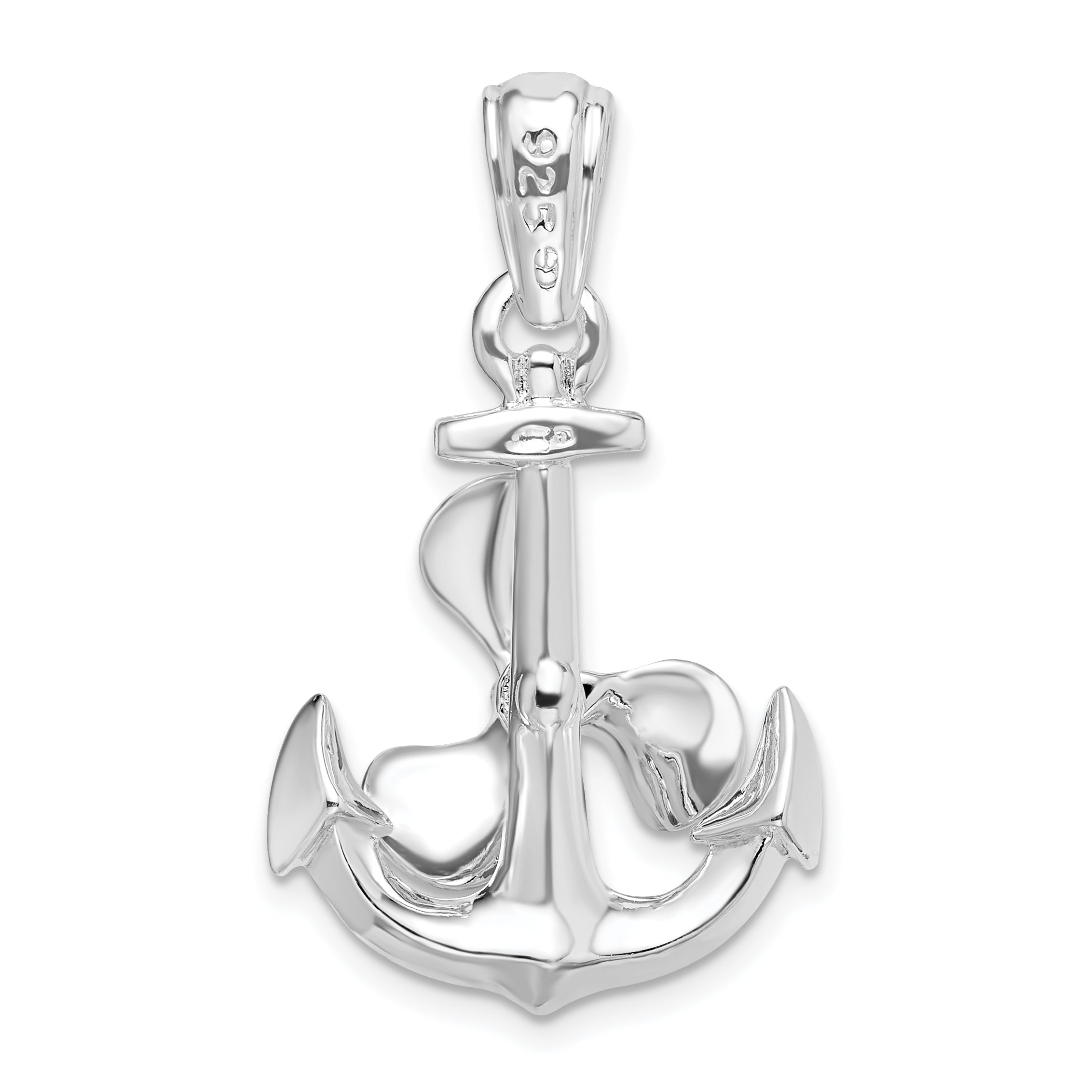 Sterlingsilber De-ani Rhodiniert Beweglich 3d Anker mit Propeller Anhänger