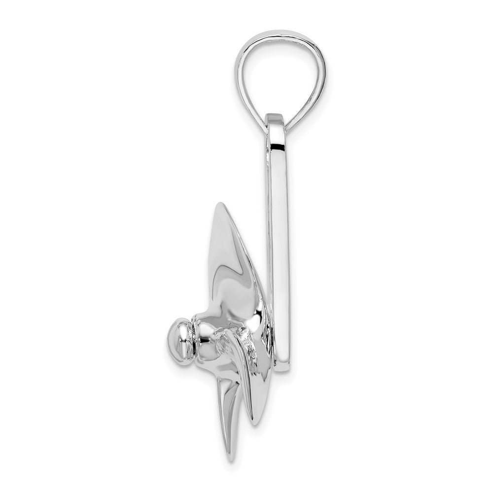 Sterlingsilber De-ani Rhodiniert Poliert Beweglich 3d Propeller Anhänger