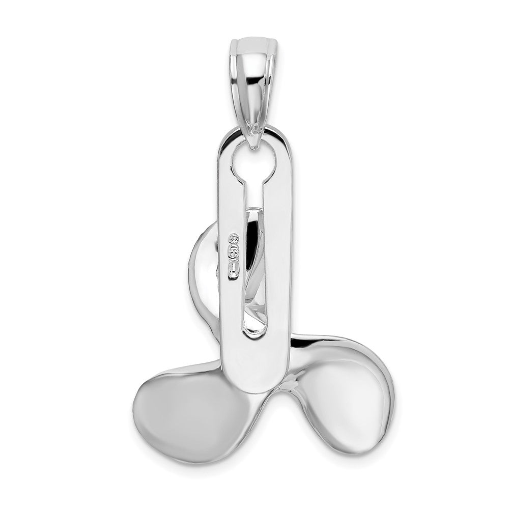Sterlingsilber De-ani Rhodiniert Poliert Beweglich 3d Propeller Anhänger