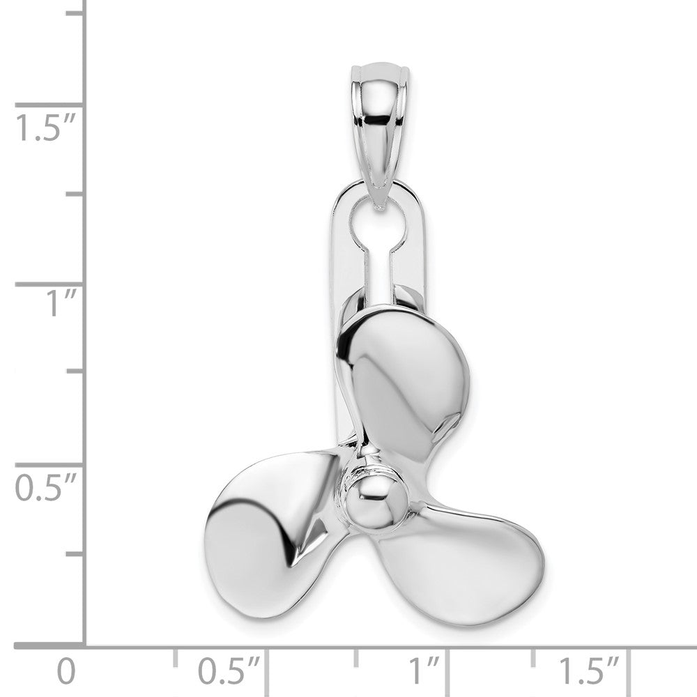Sterlingsilber De-ani Rhodiniert Poliert Beweglich 3d Propeller Anhänger