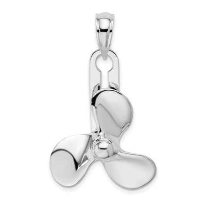 Sterlingsilber De-ani Rhodiniert Poliert Beweglich 3d Propeller Anhänger