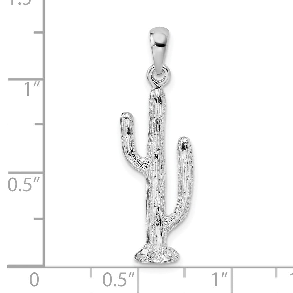 Sterlingsilber De-ani Rhodiniert Poliert 3d Saguaro Cactus Anhänger