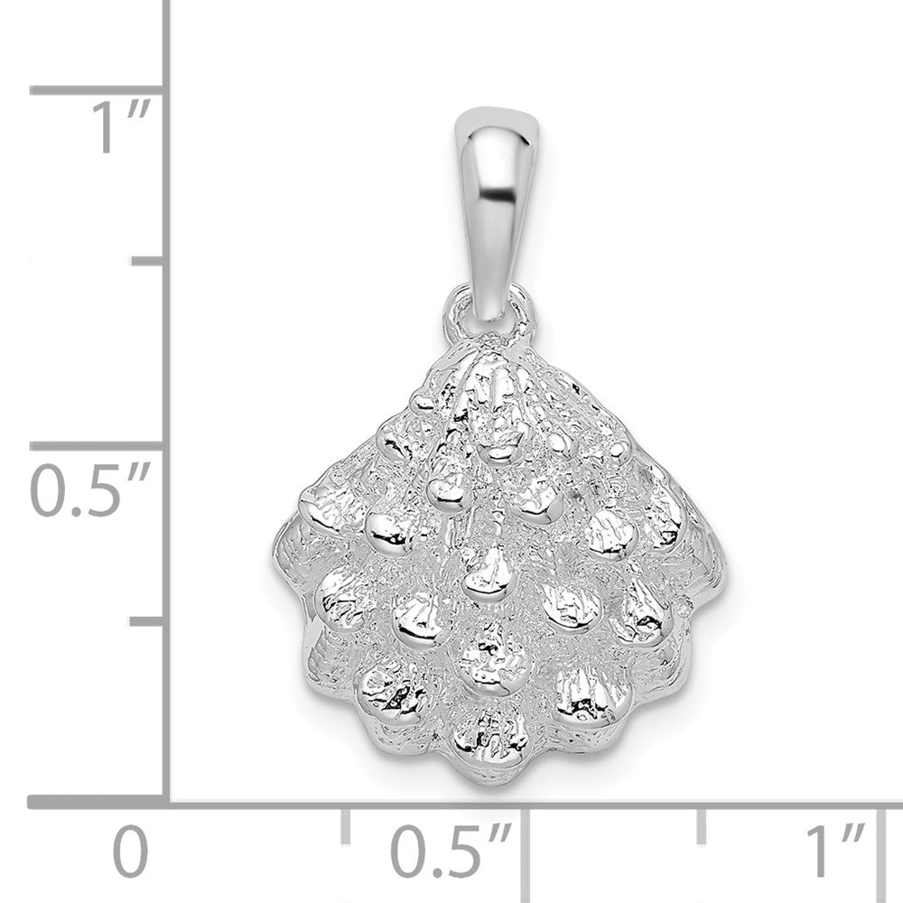 Sterlingsilber De-ani Rhodiniert Strukturiert Oyster Muschel Anhänger